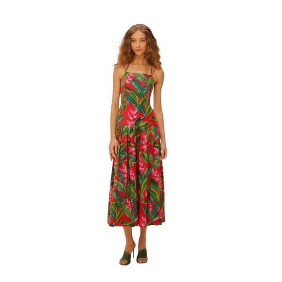 Red Dream Garden LENZING™ ECOVERO™ Euroflax™ Maxi Dress - Picture 1 of 2